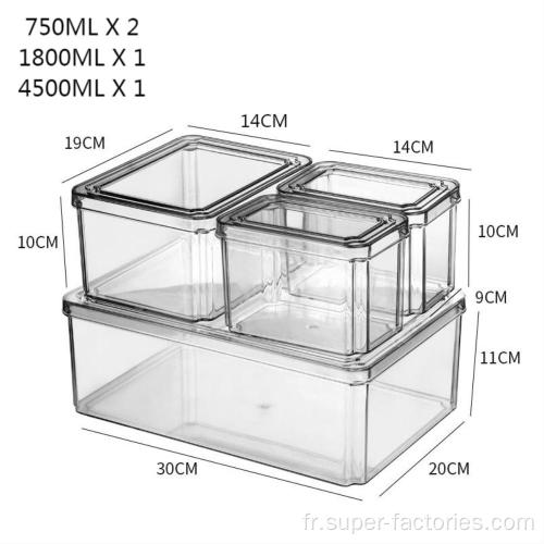 Set 4 Conteneur de stockage ménager en plastique pour la nourriture